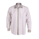 Camisa para caballero, de manga larga con rayas finas en tonos pastel, con predominio del beige