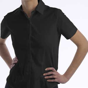 Camisa mujer manga corta con cuello camisero y pinzas