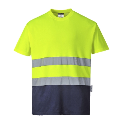 Portwest crisan laboral Camiseta manga corta bicolor Cotton Comfort amarillo